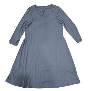 Garnet Hill Women's Gray Knit A-Line Midi Dress Long Sleeve Casual‎